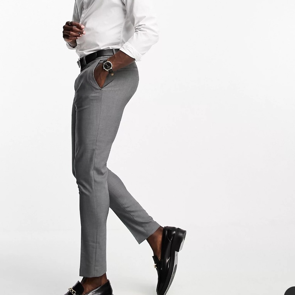 ASOS DESIGN super skinny smart pants in gray pin dot